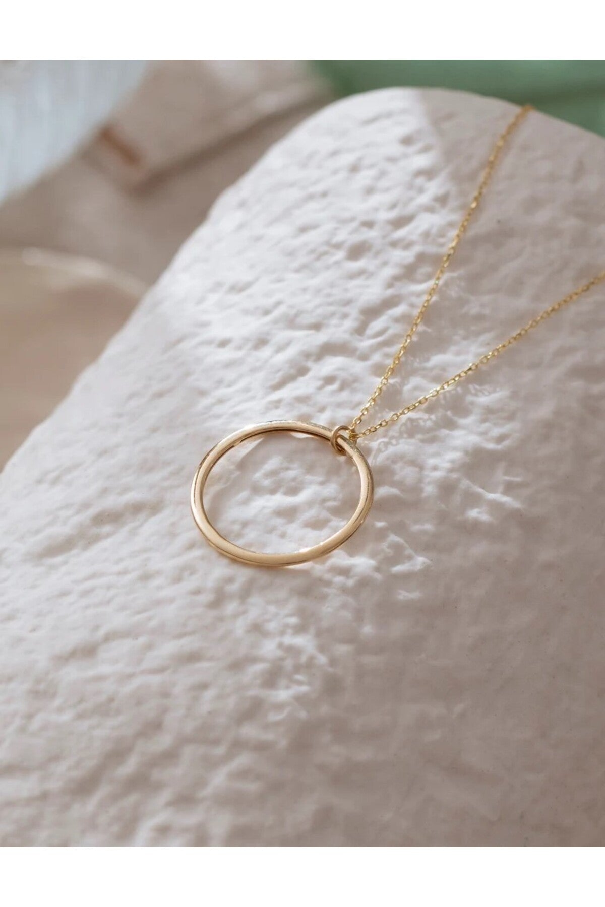 14 K Gold Kaplama 925 Ayar GümüşEl İşi Halka Kolye