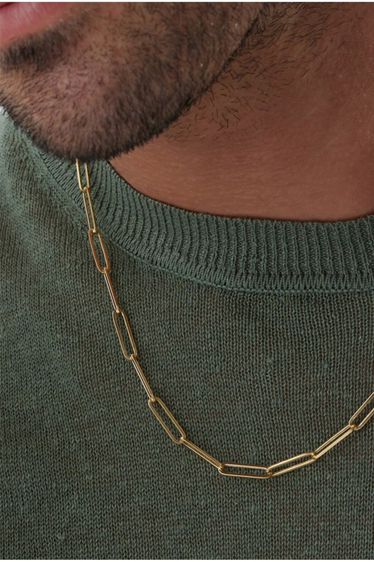 14K Gold Plated 925 Sterling Silver Italian Laser Paperclip Chain