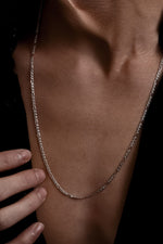 14K White Gold Plated 925 Sterling Silver Old Money Bar Figaro Chain