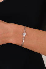 14 K White Gold Kaplama 925 Ayar Gümüş Kalp Bileklik
