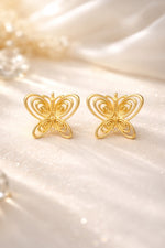 14 k Gold Kaplama 925 Ayar Gümüş Füsun Kelebek Küpe
