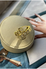 14 K Gold Kaplama 925 Ayar Gümüş Ayarlanabilir Yılan Yüzük