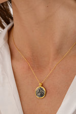 14 K Gold Kaplama 925 Ayar Gümüş Antik Lotus Kolye