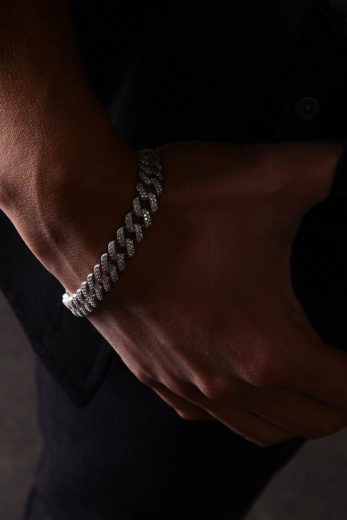 14 K White Gold Kaplama 925 Ayar Gümüş Miami Cuban Zirkon Bileklik