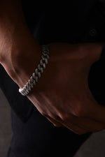 14 K White Gold Kaplama 925 Ayar Gümüş Miami Cuban Zirkon Bileklik