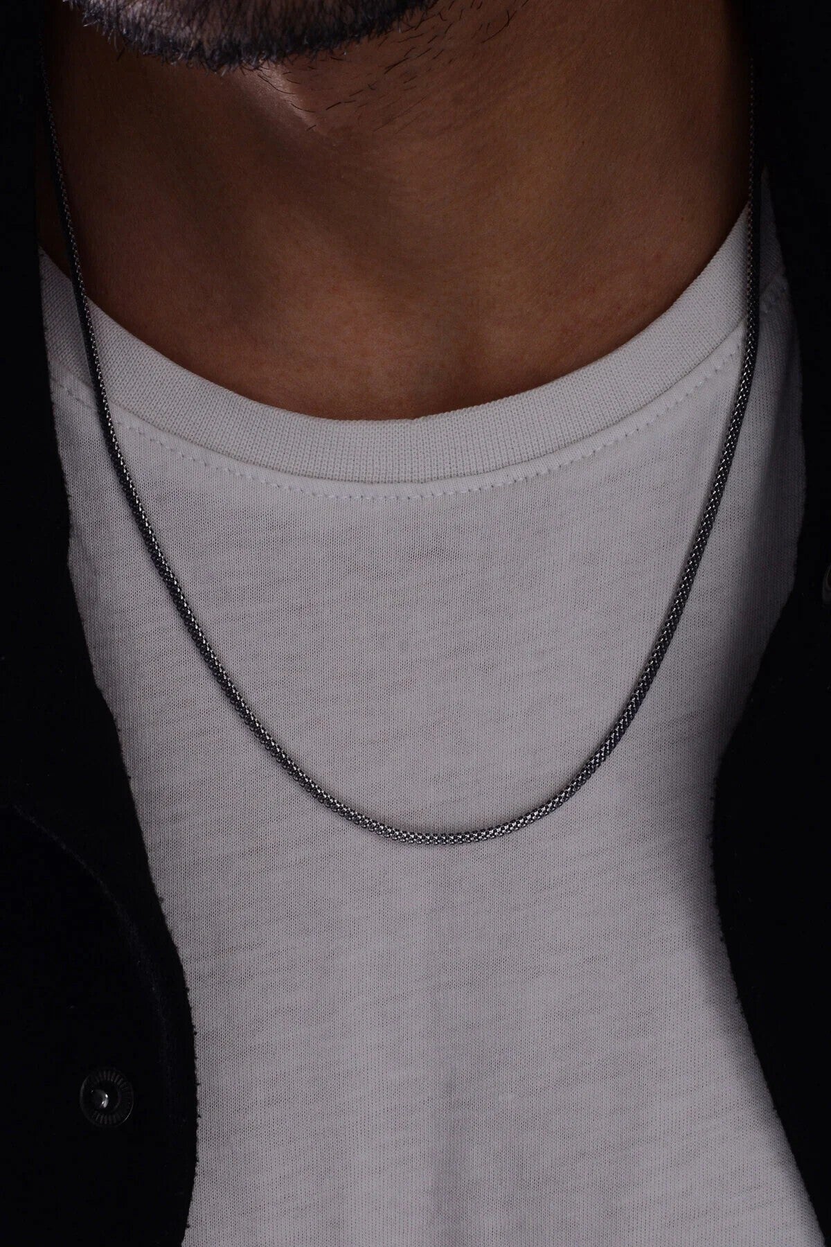 925 Sterling Silver Old Money Oxidized Popcorn Necklace