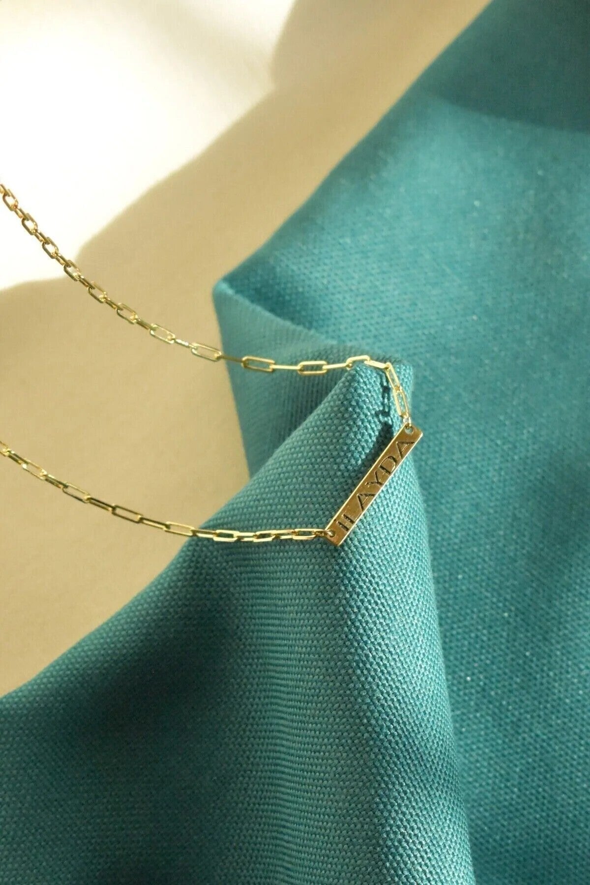 14 K Gold Kaplama 925 Ayar Gümüş Choker El Yapımı Isim Kolye