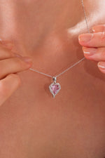 14 K White Gold Kaplama 925 Ayar Pembe Kuvars Seni Seviyorum Kalp Kolye