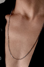 14K White Gold Plated 925 Sterling Silver Old Money Bar Figaro Chain