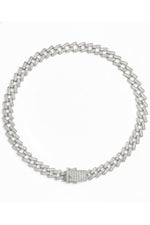 14 K White Gold Kaplama 925 Ayar Gümüş Miami Cuban Choker Kolye