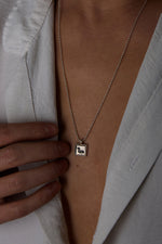 925 Sterling Silver Oxidized Petroglyph Ball Chain Square Necklace