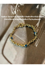 14 K Gold Kaplama 925 Ayar Gümüş Nazar Göz Bileklik