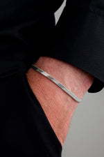 925 Sterling Silver Flat Italian Snake Oxidized Bracelet