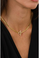 14 K Gold Kaplama 925 Ayar Gümüş Kolye Choker Gurmet T Kilit Kolye