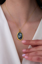 14 K Gold Kaplama 925 Ayar Gümüş Kelebek Madalyon Kolye