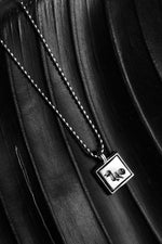 925 Sterling Silver Oxidized Petroglyph Ball Chain Square Necklace