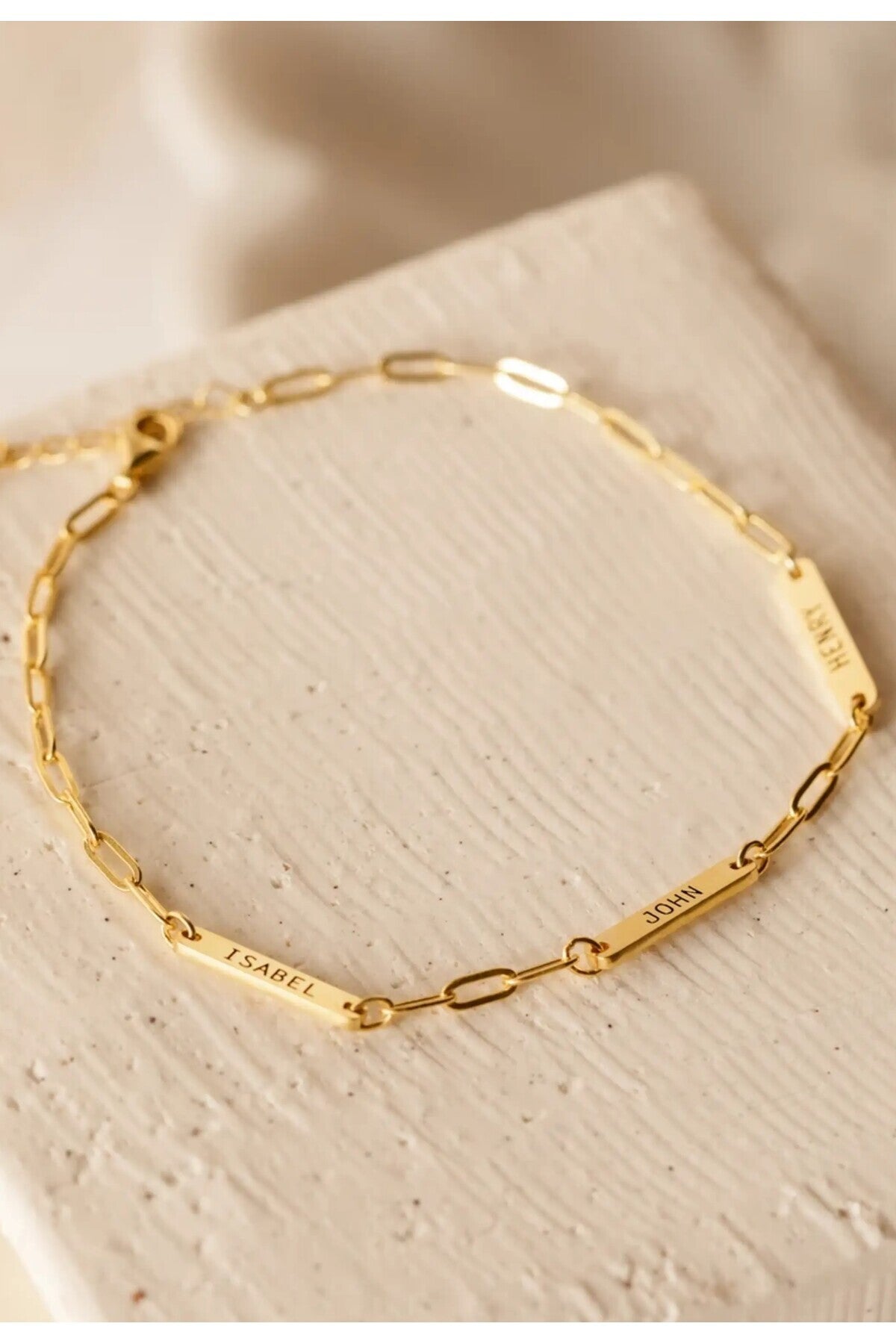 14 K Gold Kaplama 925 Ayar Gümüş İsim Bileklik
