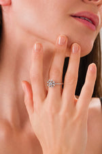 14K White Gold Plated 925 Sterling Silver Floral Spinner Ring