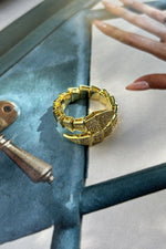 14 K Gold Kaplama 925 Ayar Gümüş Ayarlanabilir Yılan Yüzük