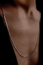 14K White Gold Plated 925 Sterling Silver Old Money Bar Figaro Chain