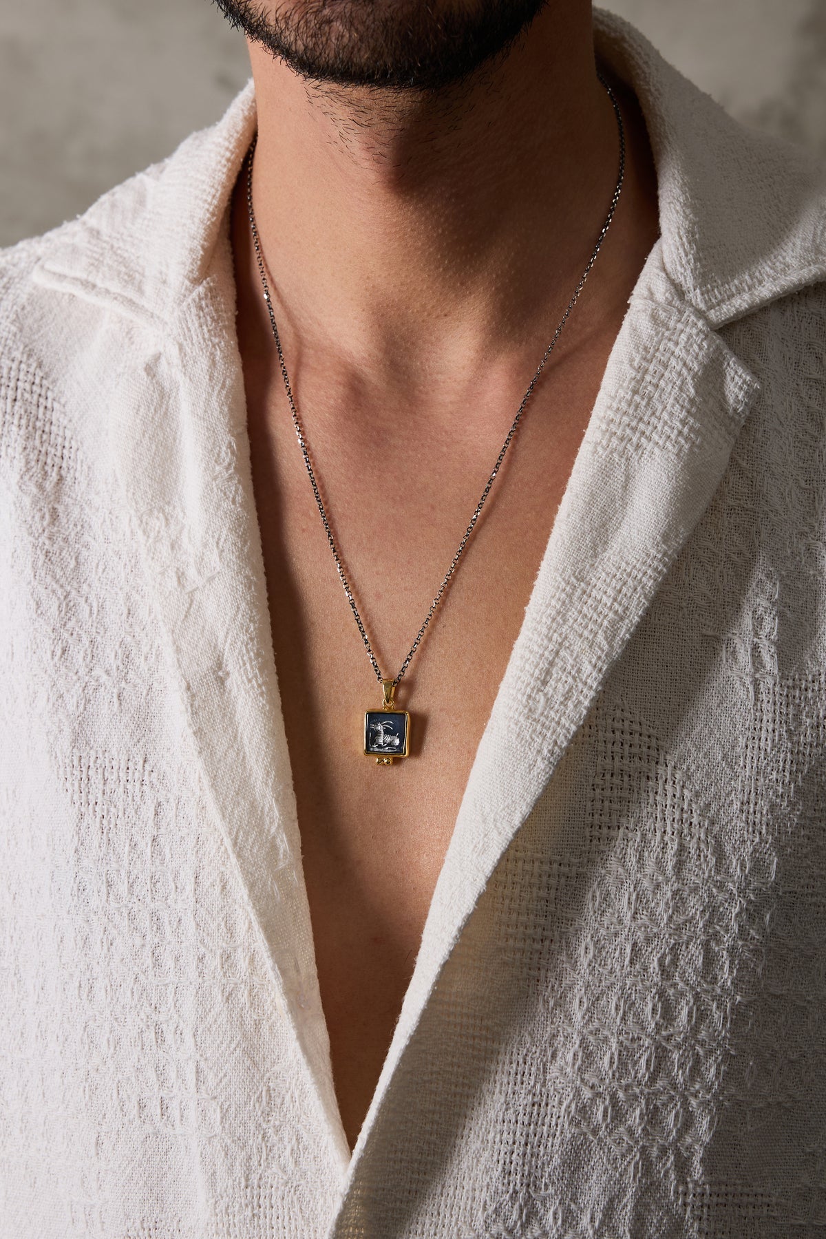 14 K Siyah Rodaj Kaplama 925 Ayar Gümüş Stone Memories Oniks Kolye